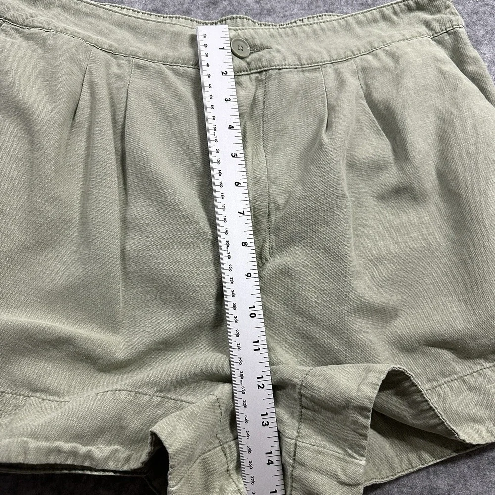 Joie Shorts Womens Large Green Cotton Linen Blend Pleated High Rise Casual Sage